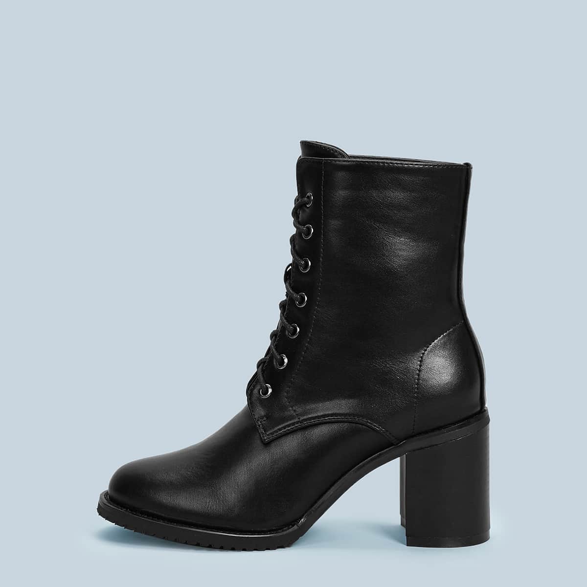 

Lace-up Chunky Boots, Black