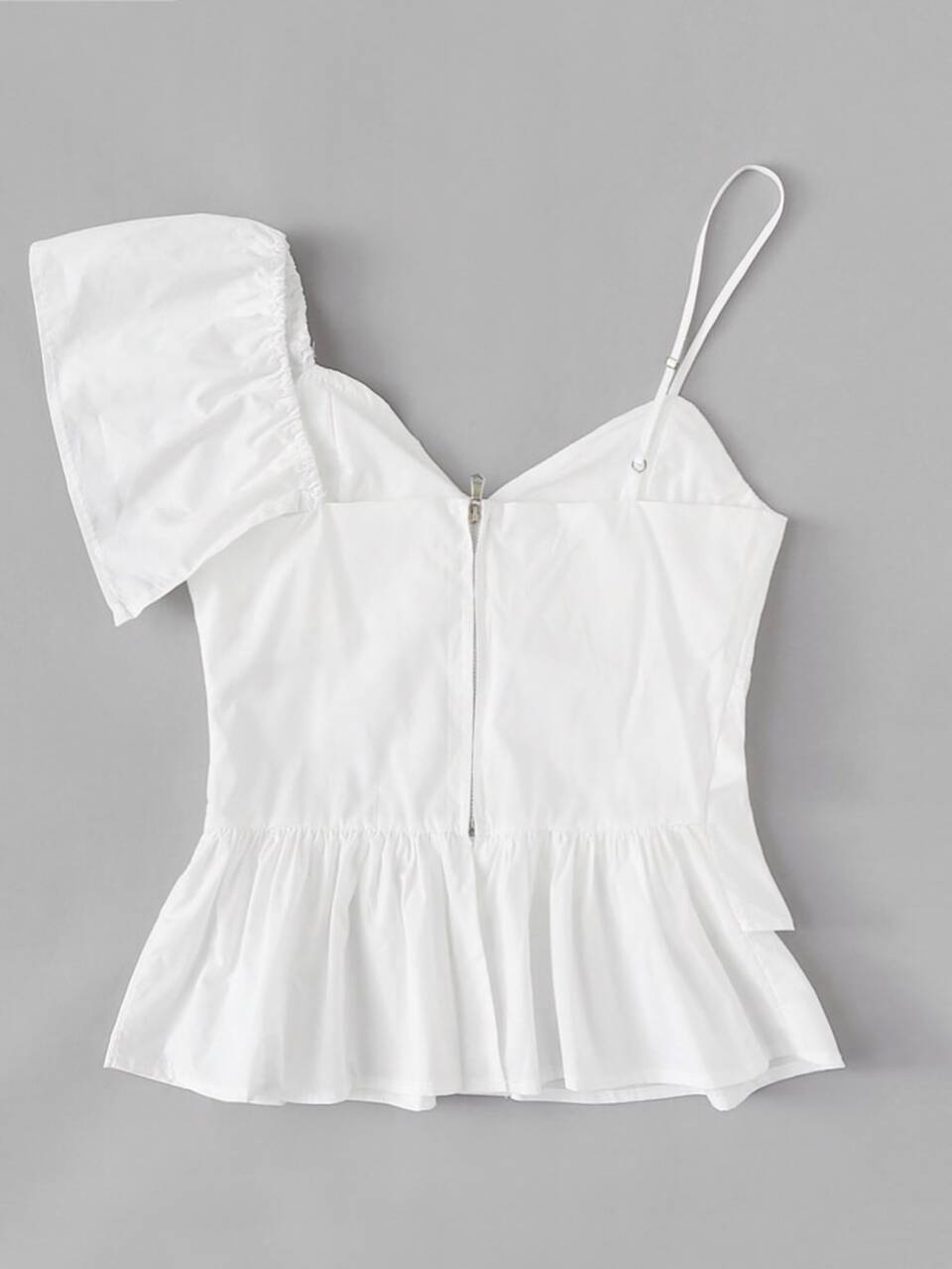 Ruffled Asymmetrical Peplum Top