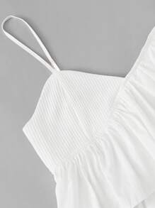 ROMWE Kawaii 白色波西米亞揉皺純色女士上衣 - 白色 - 查看 3