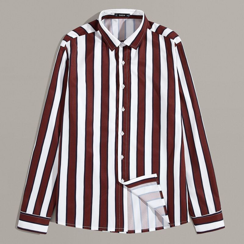 

Guys Long Sleeve Striped Shirt, Burgundy