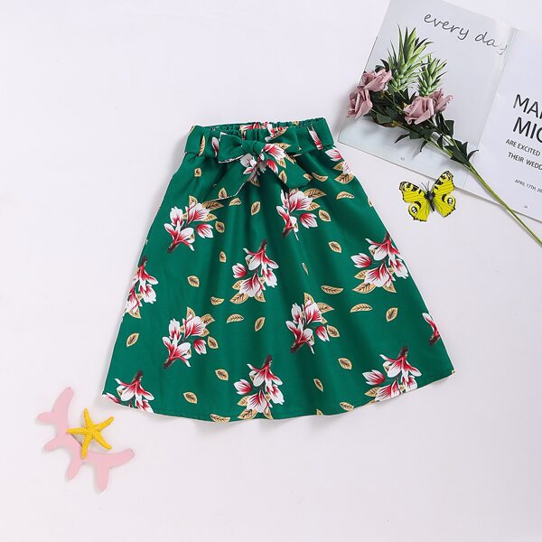 

Toddler Girls Large Floral Self Tie Midi Skirt