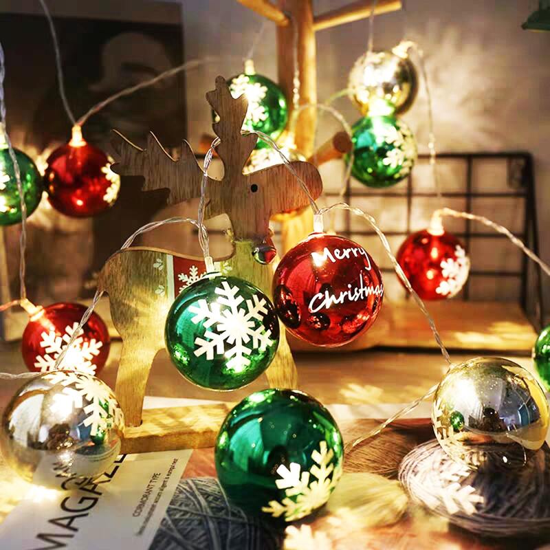 

10pcs Ball Bulb Christmas String Light, Multicolor