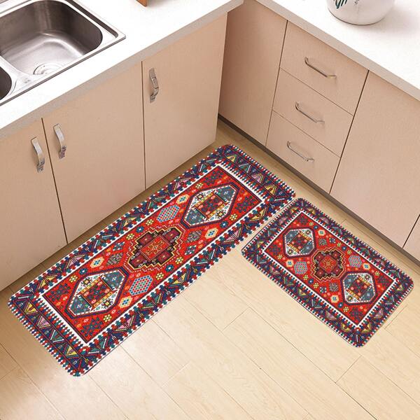 

1pc Bohemian Pattern Kitchen Floor Mat, Multicolor