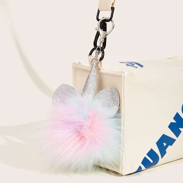 

Glitter Pom-pom Charm Bag Accessory, Multicolor