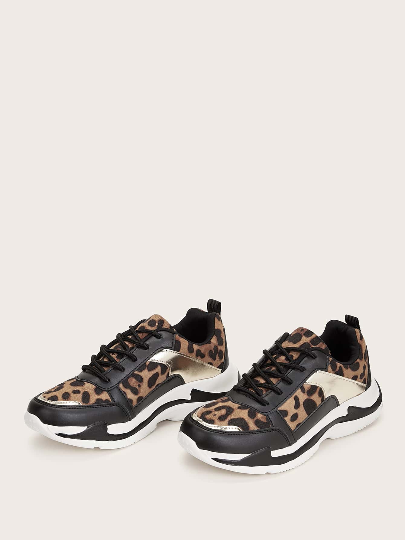 leopard chunky sneakers