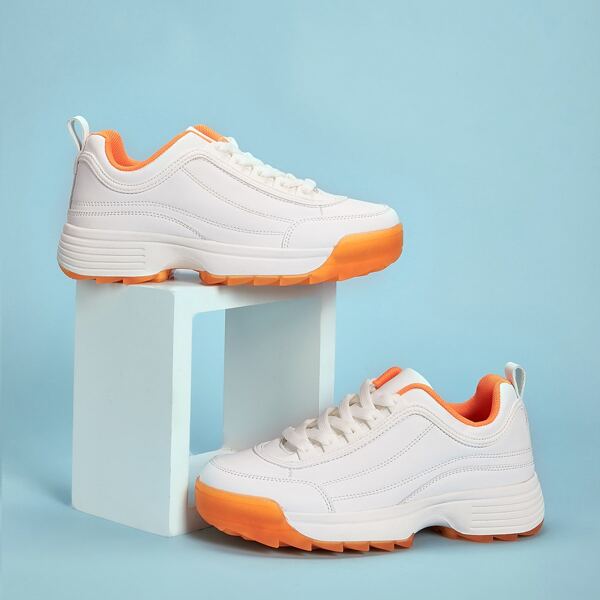 

Lace-up Chunky Sneakers, White