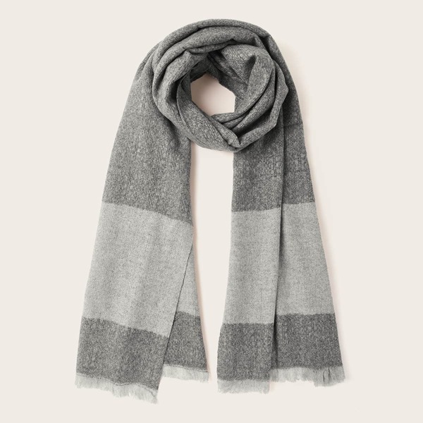 

Simple Color Block Scarf, Grey