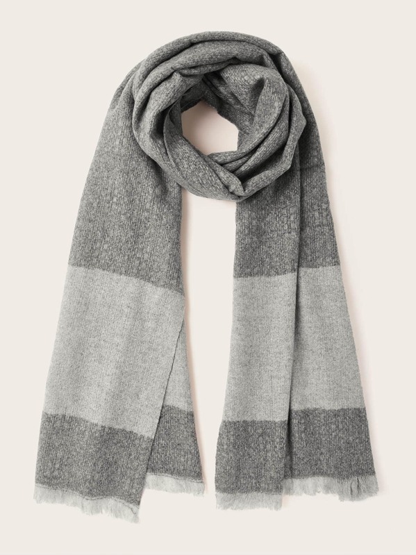 

Simple Color Block Scarf, Grey