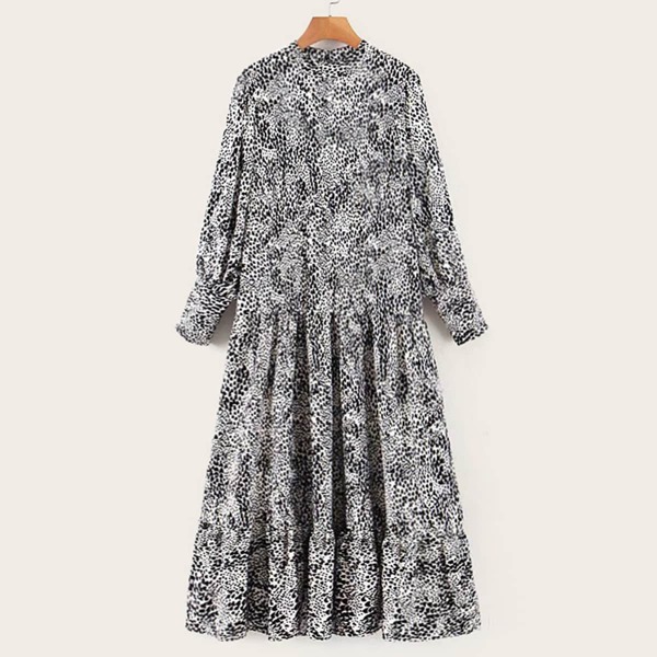 

Dalmatian Print Zip Back A Line Dress, Black and white