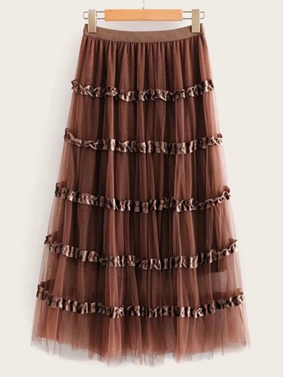 Tiered Layer Frill Mesh Skirt pictures