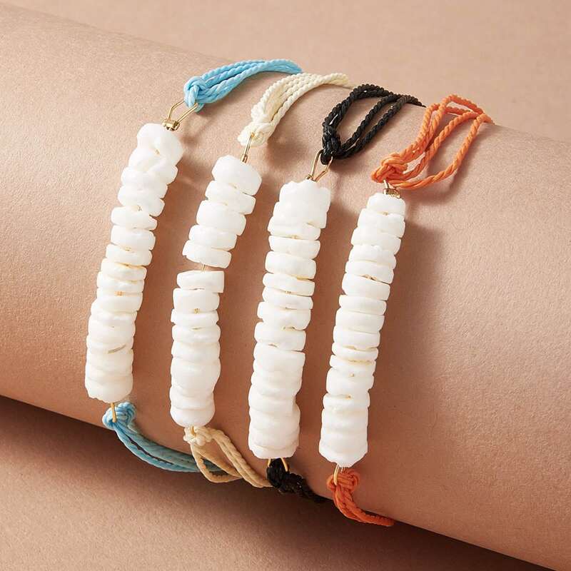 

4pcs Beaded Bracelet, Multicolor