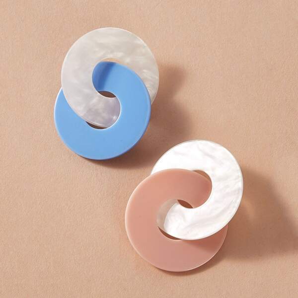 

1pair Mismatched Round Drop Earrings, Multicolor