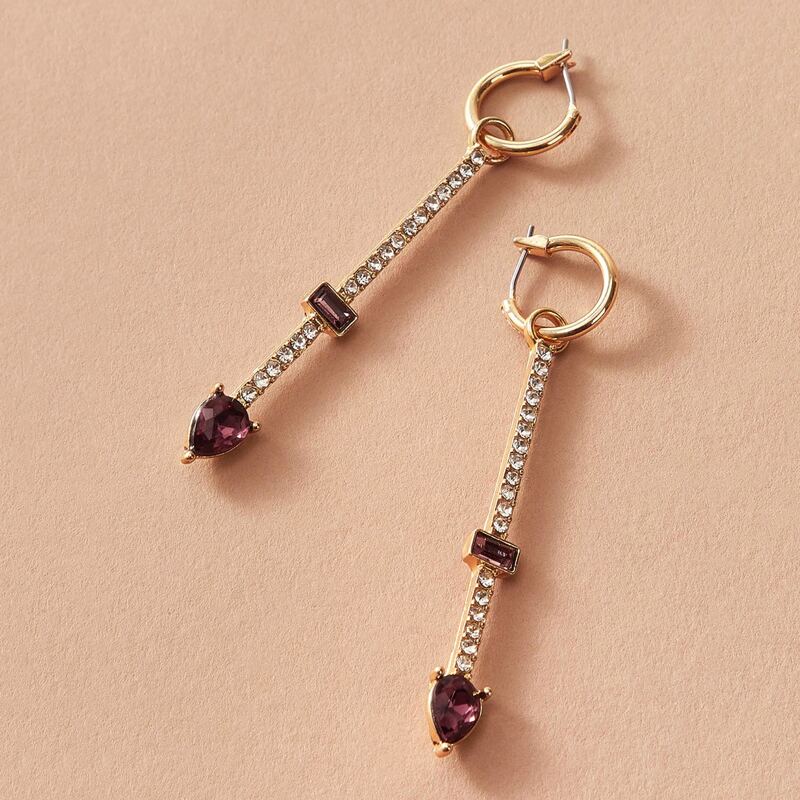

1pair Gemstone & Rhinestone Engraved Earrings, Gold