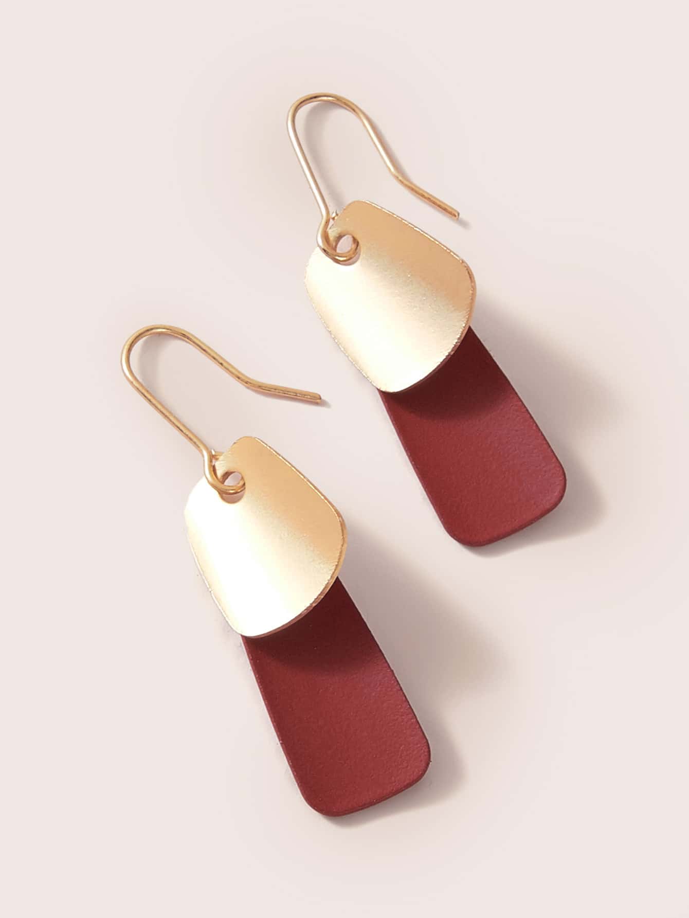 1pair Two Tone Geometric Drop Earrings 1pair Two Tone Geometric Drop Earrings