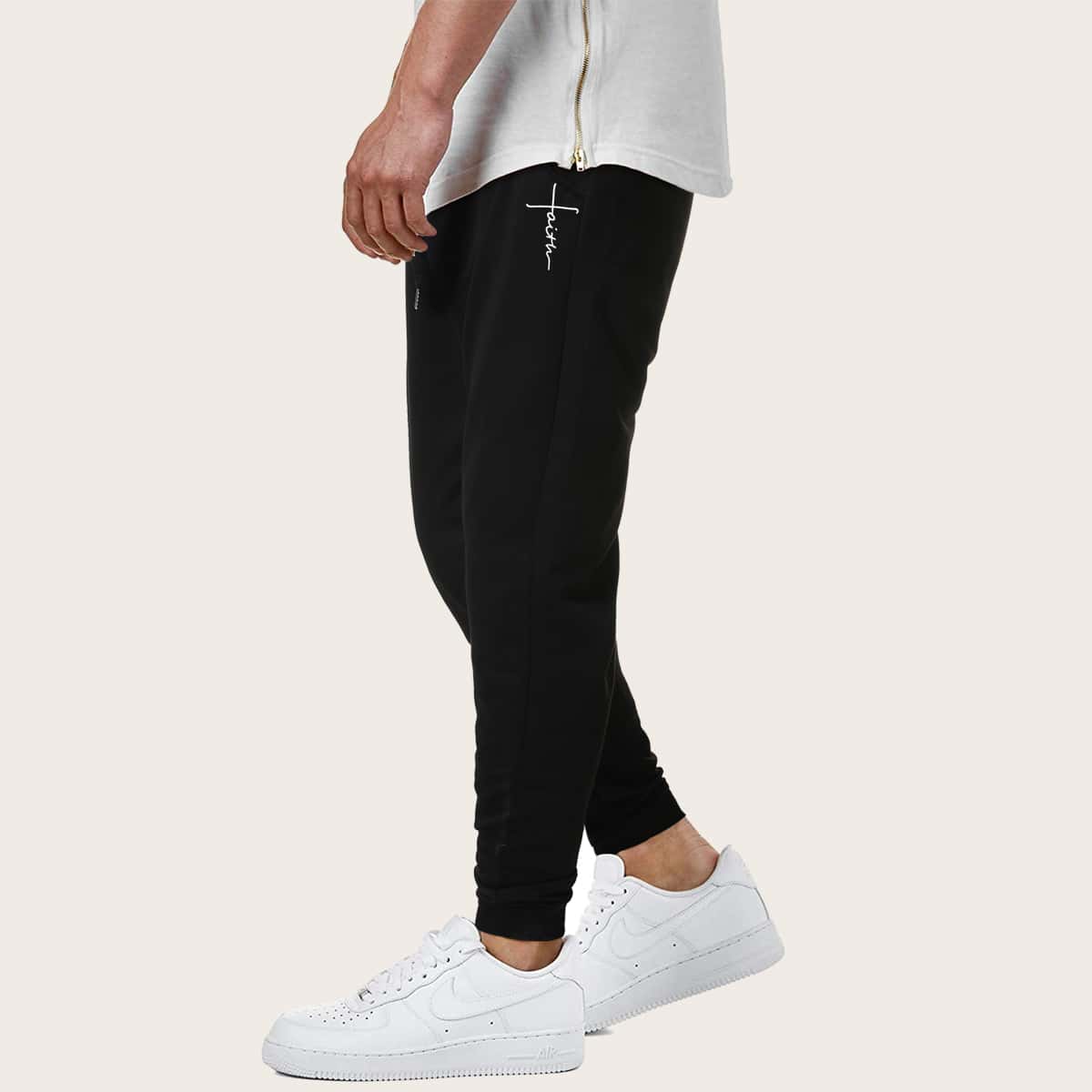 

Guys Letter Graphic Drawstring Sweatpants, Black