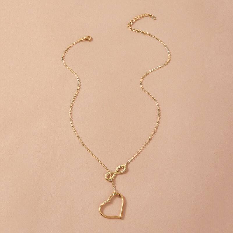 

1pc Heart Charm Necklace, Gold