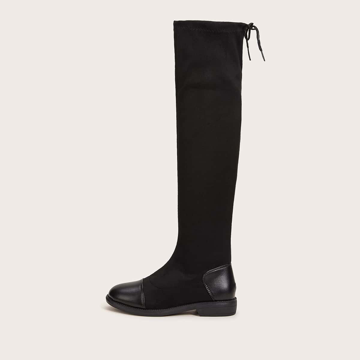 

Tie Back Over The Knee Boots, Black
