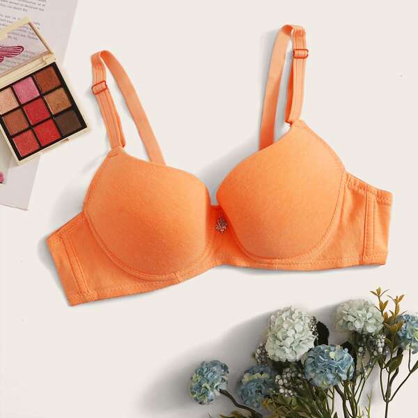 

Solid Push Up Underwire Bra, Orange