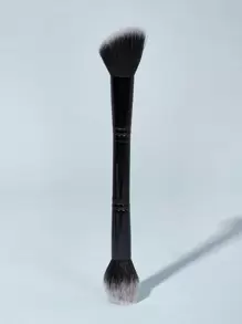 1支装 DX黑色双头化妆刷，适用于散粉、腮红、高光，火焰形刷头，柔软纤维毛，粉底刷、遮瑕刷、腮红刷、修容刷、古铜粉刷、散粉刷、粉底刷、腮红刷，赠品 - 黑色 - 查看 2