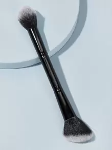 1支装 DX黑色双头化妆刷，适用于散粉、腮红、高光，火焰形刷头，柔软纤维毛，粉底刷、遮瑕刷、腮红刷、修容刷、古铜粉刷、散粉刷、粉底刷、腮红刷，赠品 - 黑色 - 查看 1