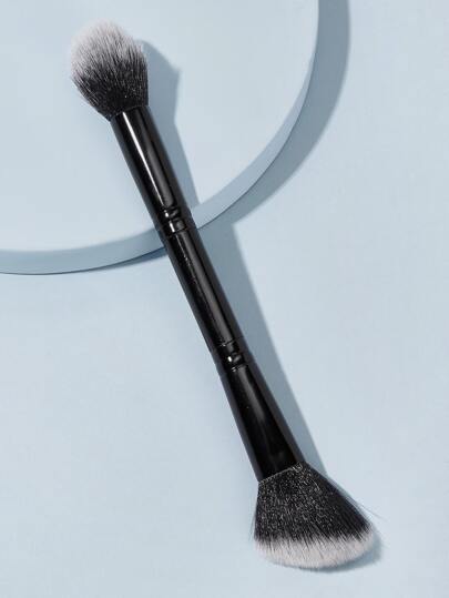 فرشاة مكياج ذات رأسين أسود 1 قطعة للبودرة والأحمر والتبريز، بشكل لهب، شعر ناعم، فرشاة أساس، فرشاة كونسيلر، فرشاة أحمر الخدود، فرشاة تحديد الوجه، فرشاة أحمر الخدود، فرشاة برونزر، فرشاة بودرة، فرشاة أساس، فرشاة أحمر الخدود