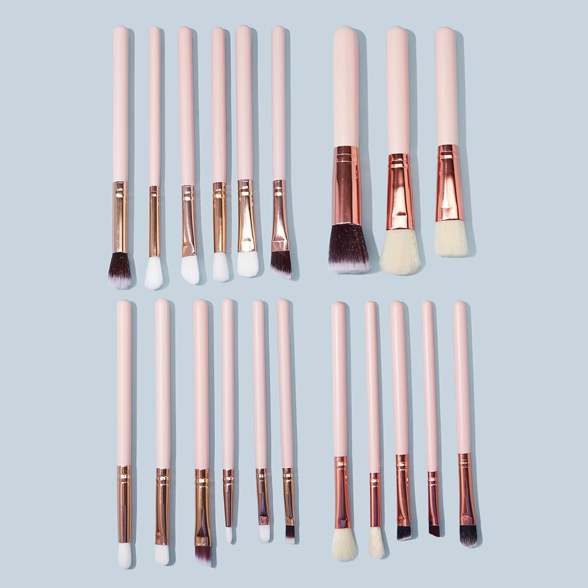 

20pcs Duo Fiber Makeup Brush Set, Pink