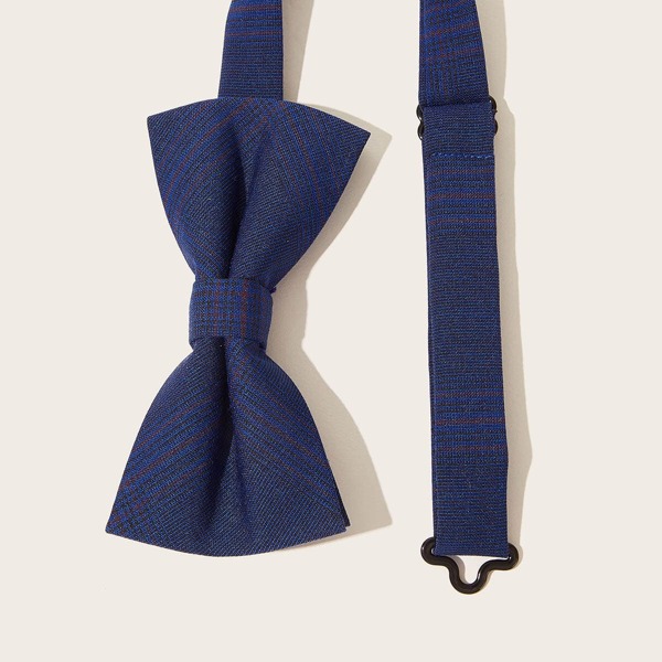 

Men Plaid Pattern Bow Tie, Navy