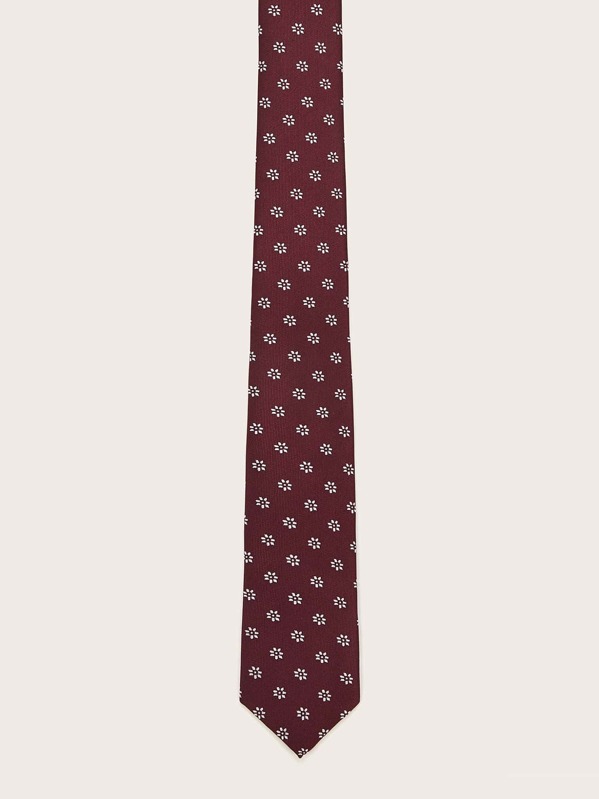 

Men Flower Pattern Tie, Burgundy