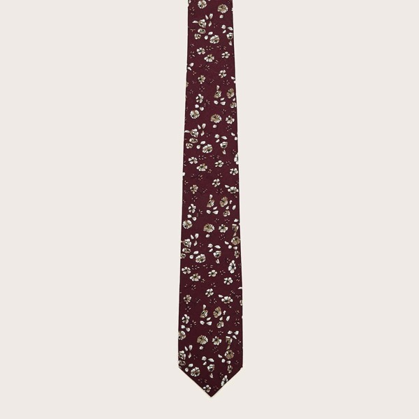 

Men Ditsy Floral Pattern Tie, Red