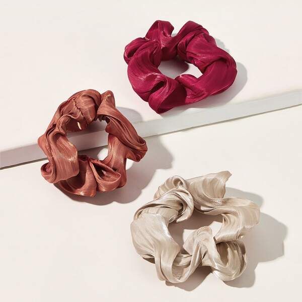 

3pcs Satin Scrunchies, Multicolor
