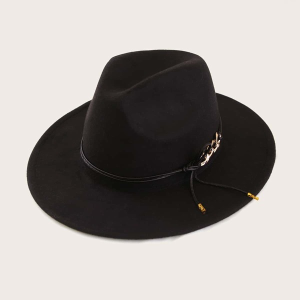 

Chain Decor Floppy Hat, Black