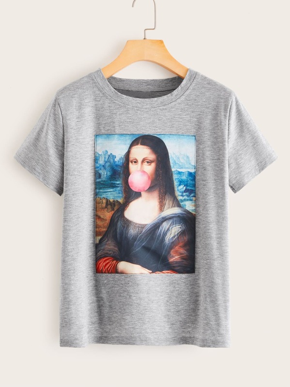 

Figure Graphic Round Neck Tee, Grey