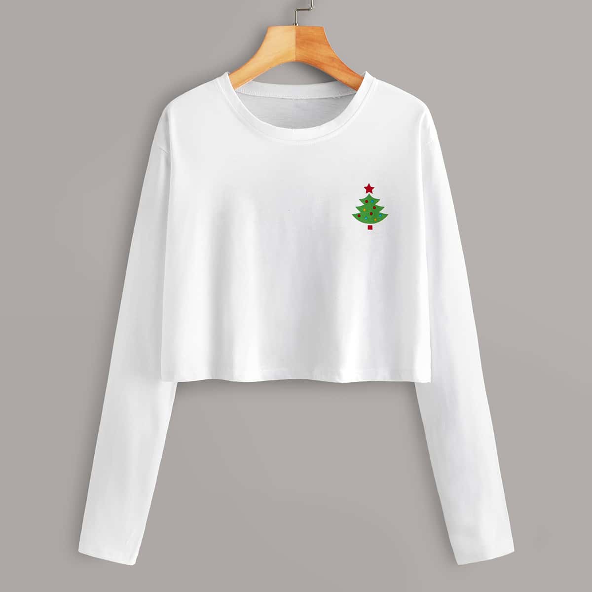 

Christmas Tree Print White Top