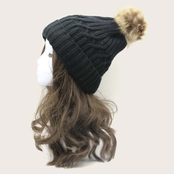 

Pom Pom Decor Cuffed Beanie, Black