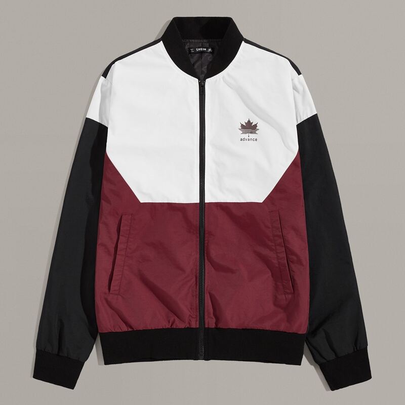 

Guys Graphic Print Colorblock Windbreaker Jacket, Multicolor