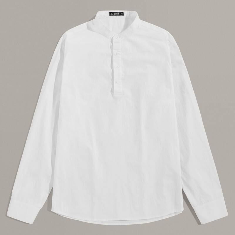 

Guys Buttoned Half Placket Shirt, White