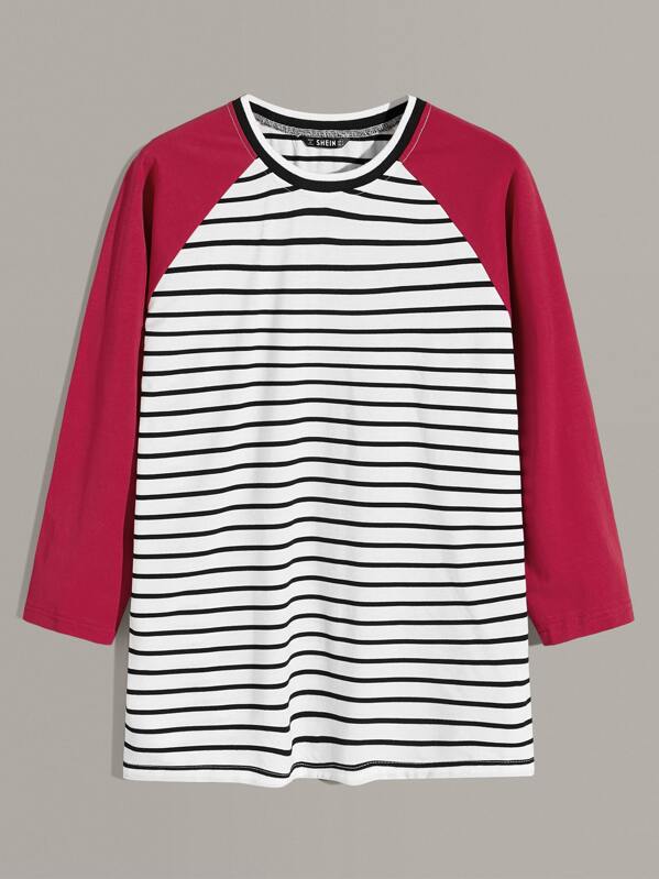 

Men Raglan Sleeve Striped Tee, Multicolor