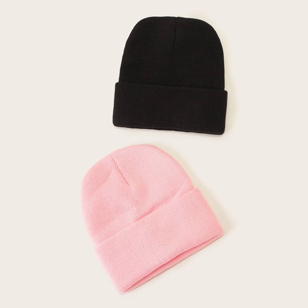 

2pcs Kids Knit Beanie, Multicolor