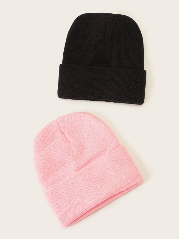 

2pcs Kids Knit Beanie, Multicolor