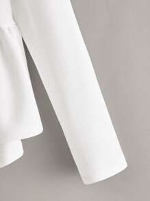 Muchica Frill Trim  Asymmetrical Ruffle Hem Top - White - View 3