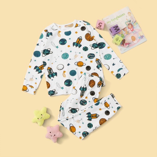 

Boys Cartoon Graphic PJ Set, Multicolor