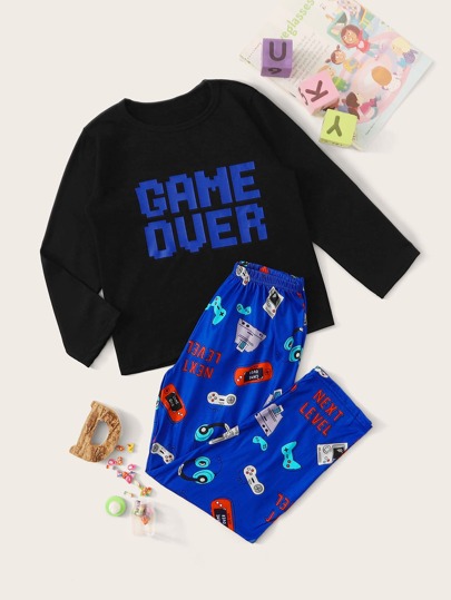 Tween Boy Letter & Game Machine Print PJ Set