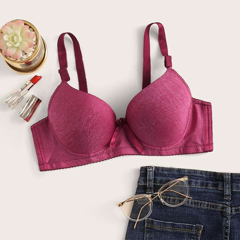 

Solid Underwire Bra, Red