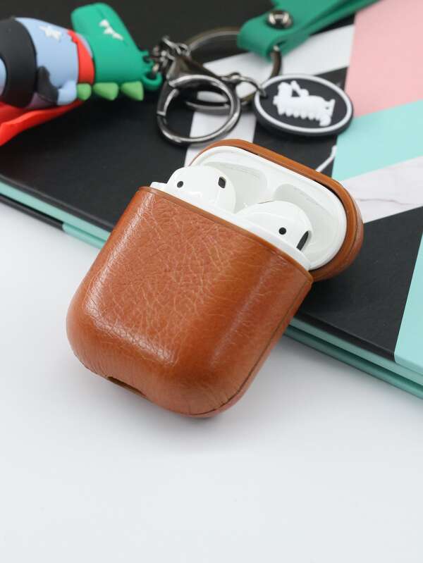 1pc Plain Leather Airpods Case SHEIN USA