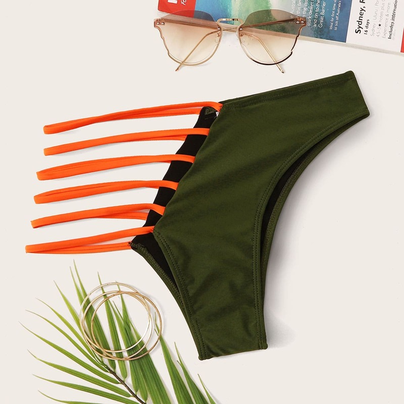 

Ladder Cut Out Bikini Panty, Army green