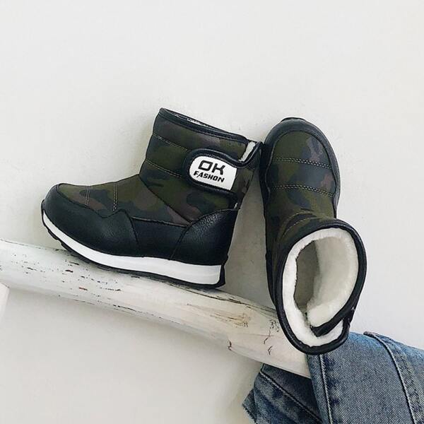 

Toddler Boys Camouflage Faux Fur Lined Boots, Black