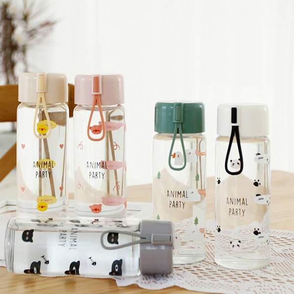 

1pc Cartoon Animal Print Water Bottle, Multicolor