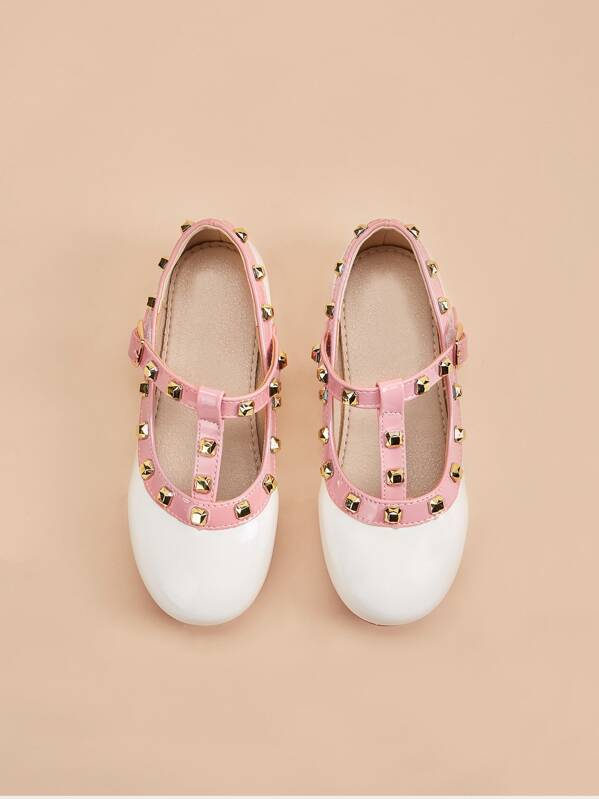 

Toddler Girls Studded Decor Flats, White