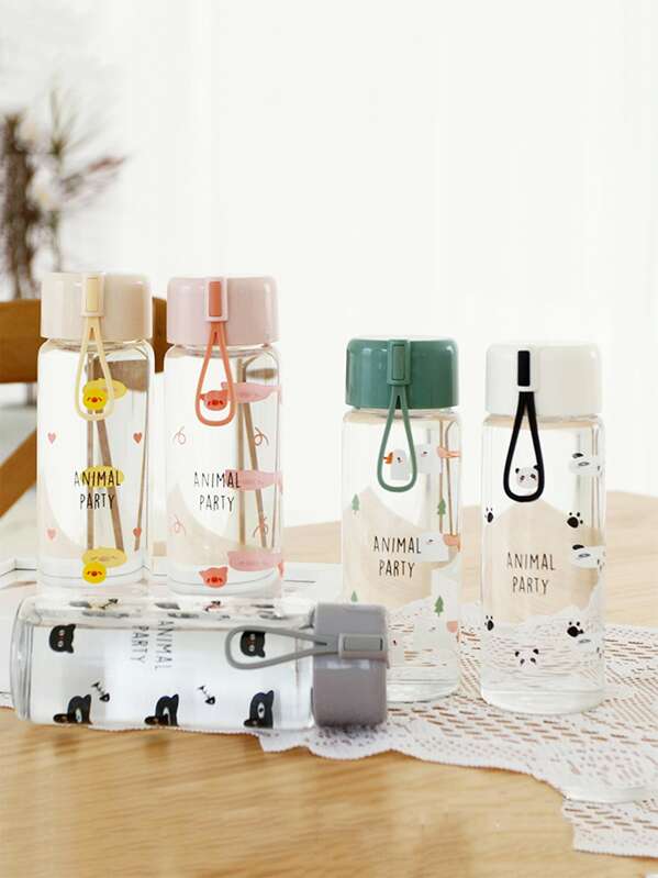 

1pc Cartoon Animal Print Water Bottle, Multicolor