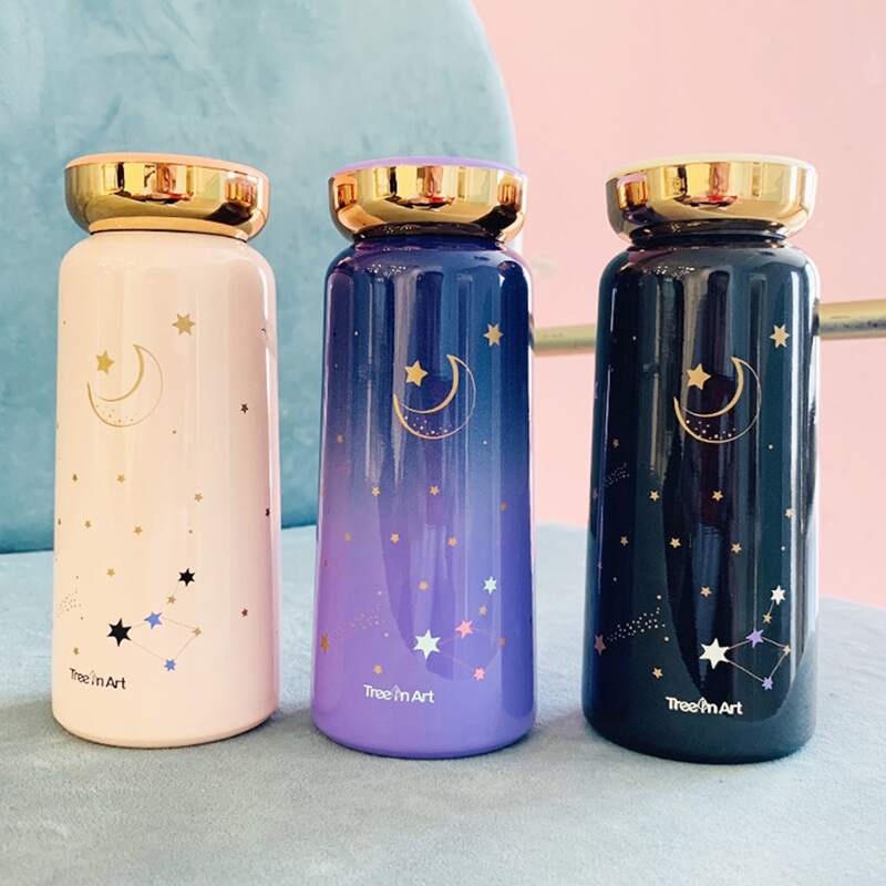 

1pc Moon & Star Print Vacuum Cup, Multicolor